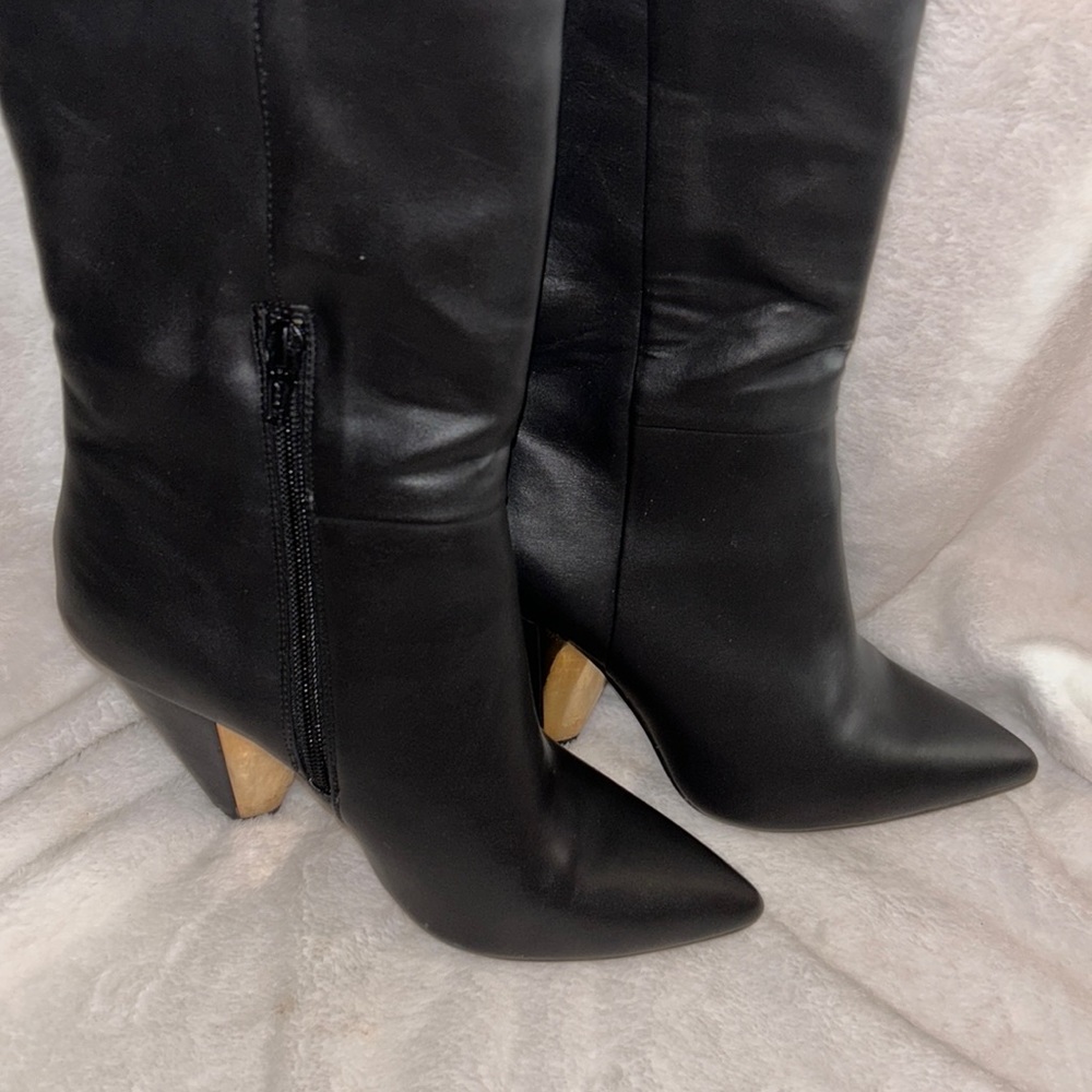 Black and gold boots heels